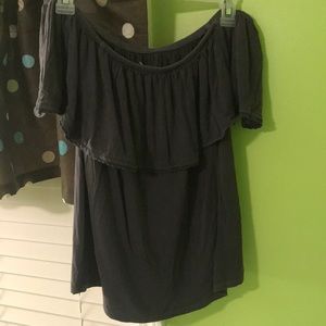 *NEVER WORN* off the shoulder grey top, SO soft
